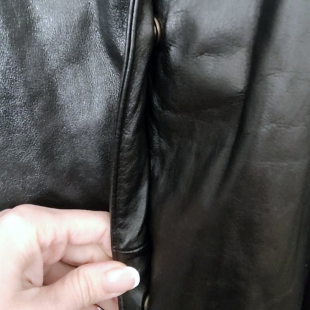 Vintage 80s leather oversized fit coat EUC S M - Picture 4 of 7